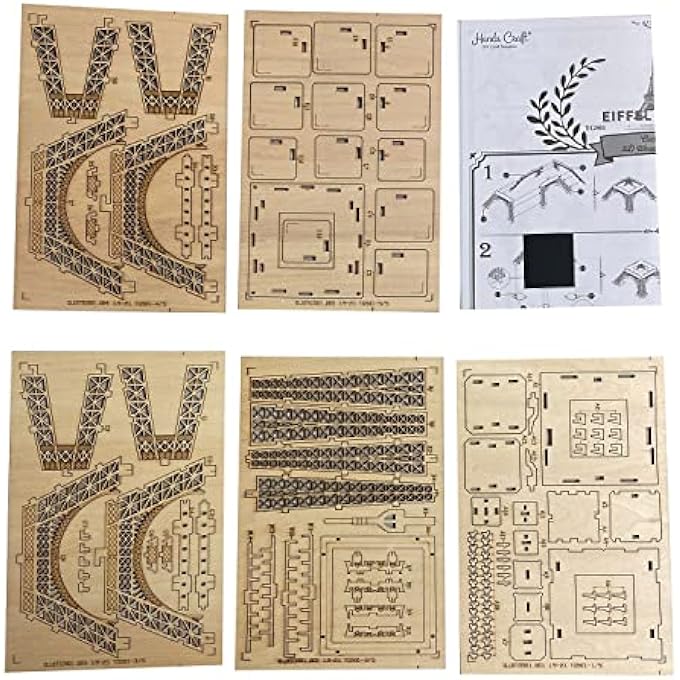 DIY 3D WOODEN PUZZLE  EIFFEL TOWER BUILDINGS LASER CUT ASSEMBLY MODEL KIT BRAIN TEASER PUZZLES EDUCATIONAL STEM TOY ADULTS AND TEENS TO BUILD SAFE AND NON-TOXIC PREMIUM WOOD TG501 - Image 3